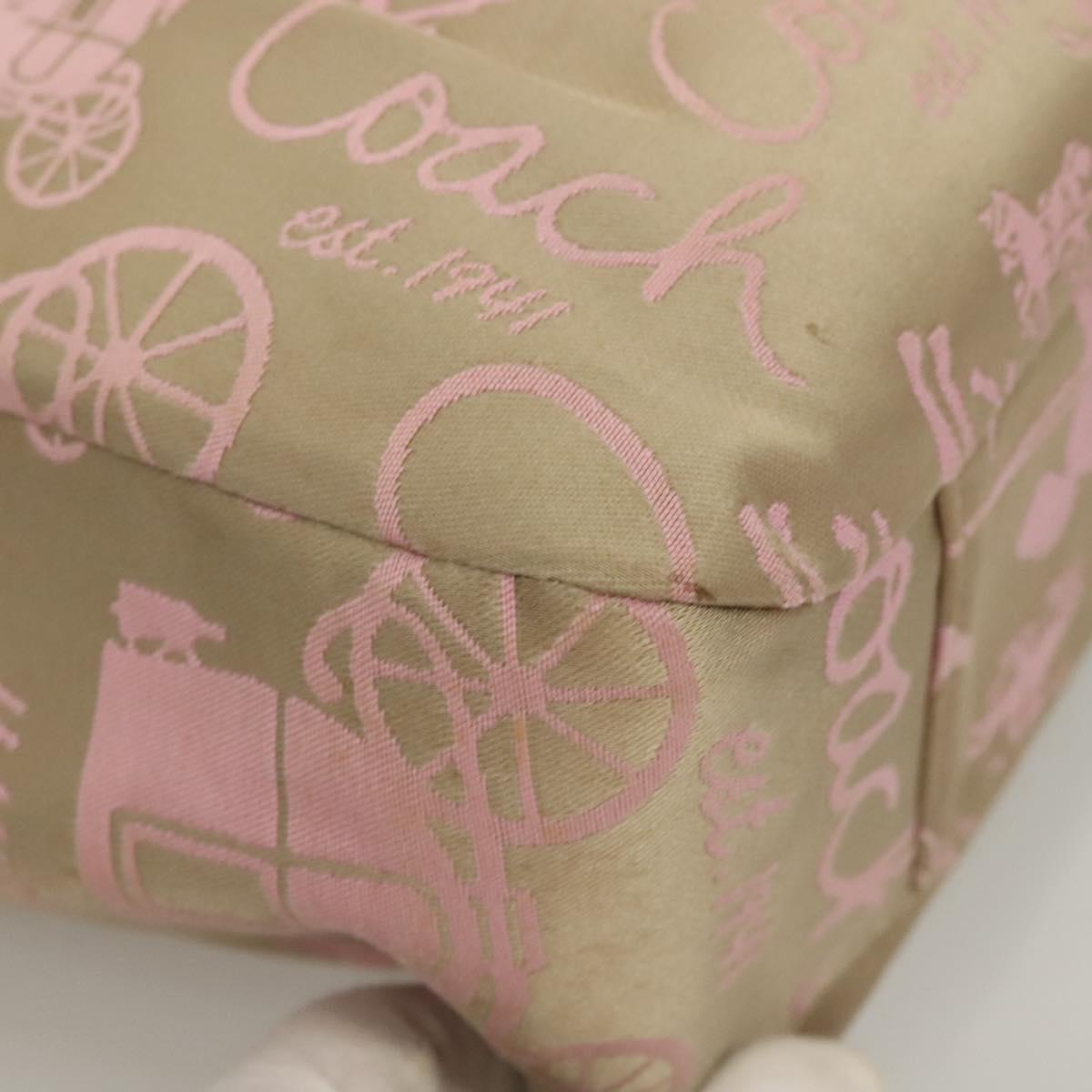 Coach Tote Bag Nylon Pink Silver Auth bs27221