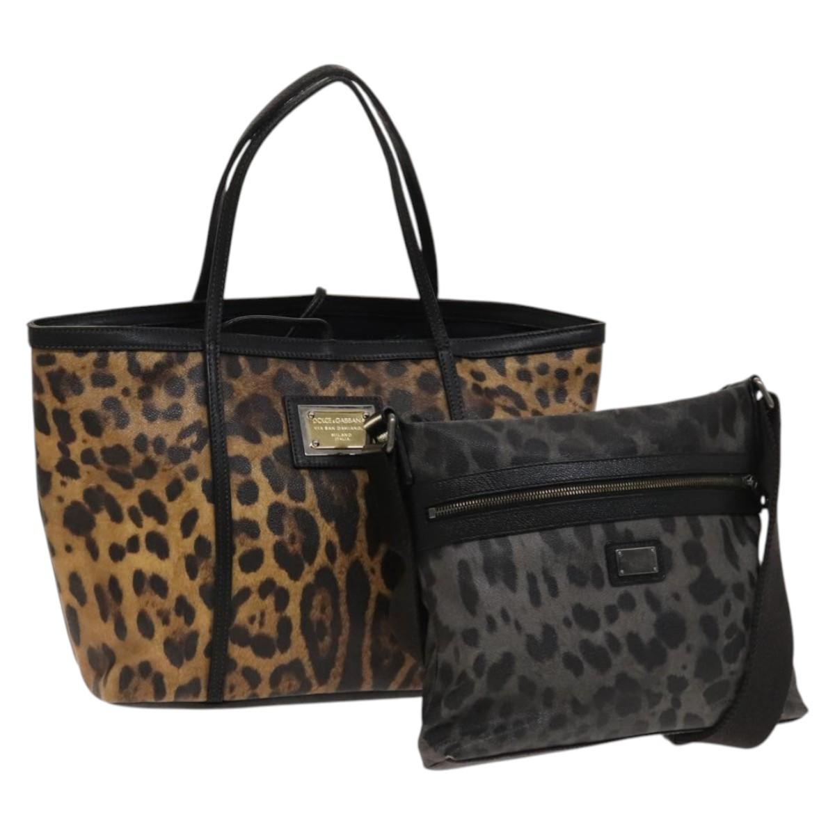 DOLCE&GABBANA Shoulder Bag PVC 2Set Brown Black Auth bs27222