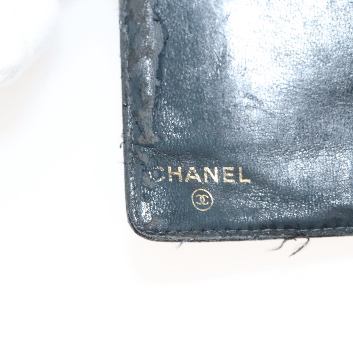 CHANEL Long Wallet Caviar Skin Black Gold CC Auth bs27231