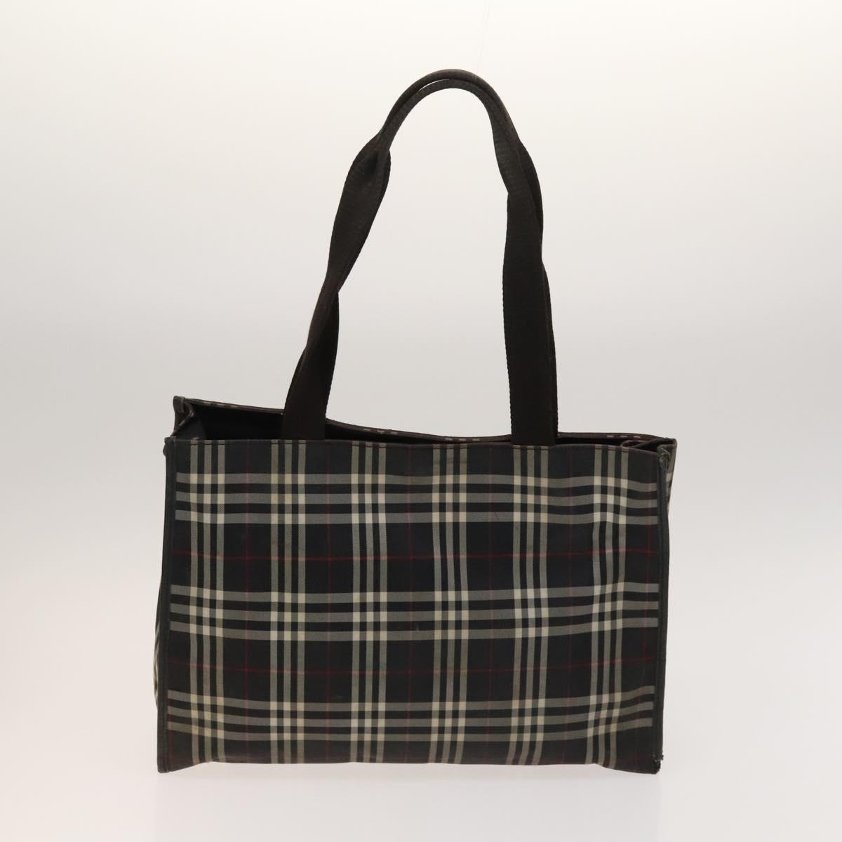 BURBERRY Nova Check Shoulder Bag Nylon Leather 3Set Black Brown Auth bs27232
