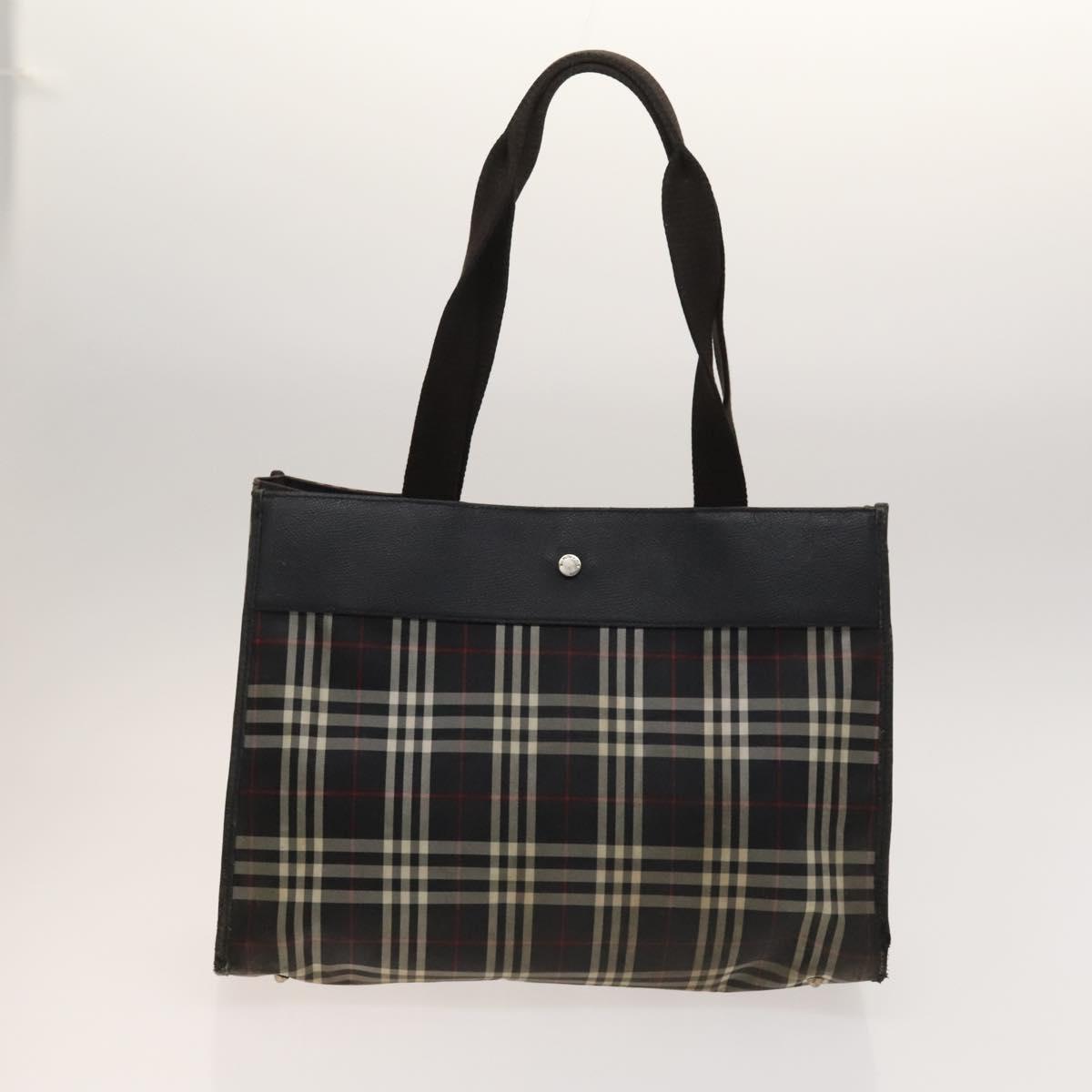 BURBERRY Nova Check Shoulder Bag Nylon Leather 3Set Black Brown Auth bs27232