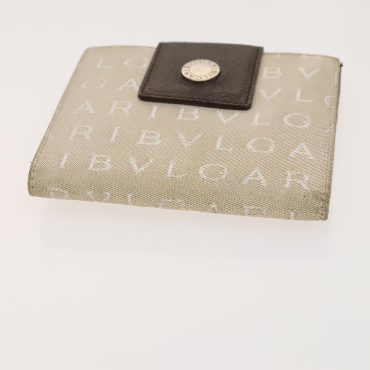 BVLGARI Logo Mania Wallet Canvas Nylon 3Set Beige Brown purple Auth bs27235