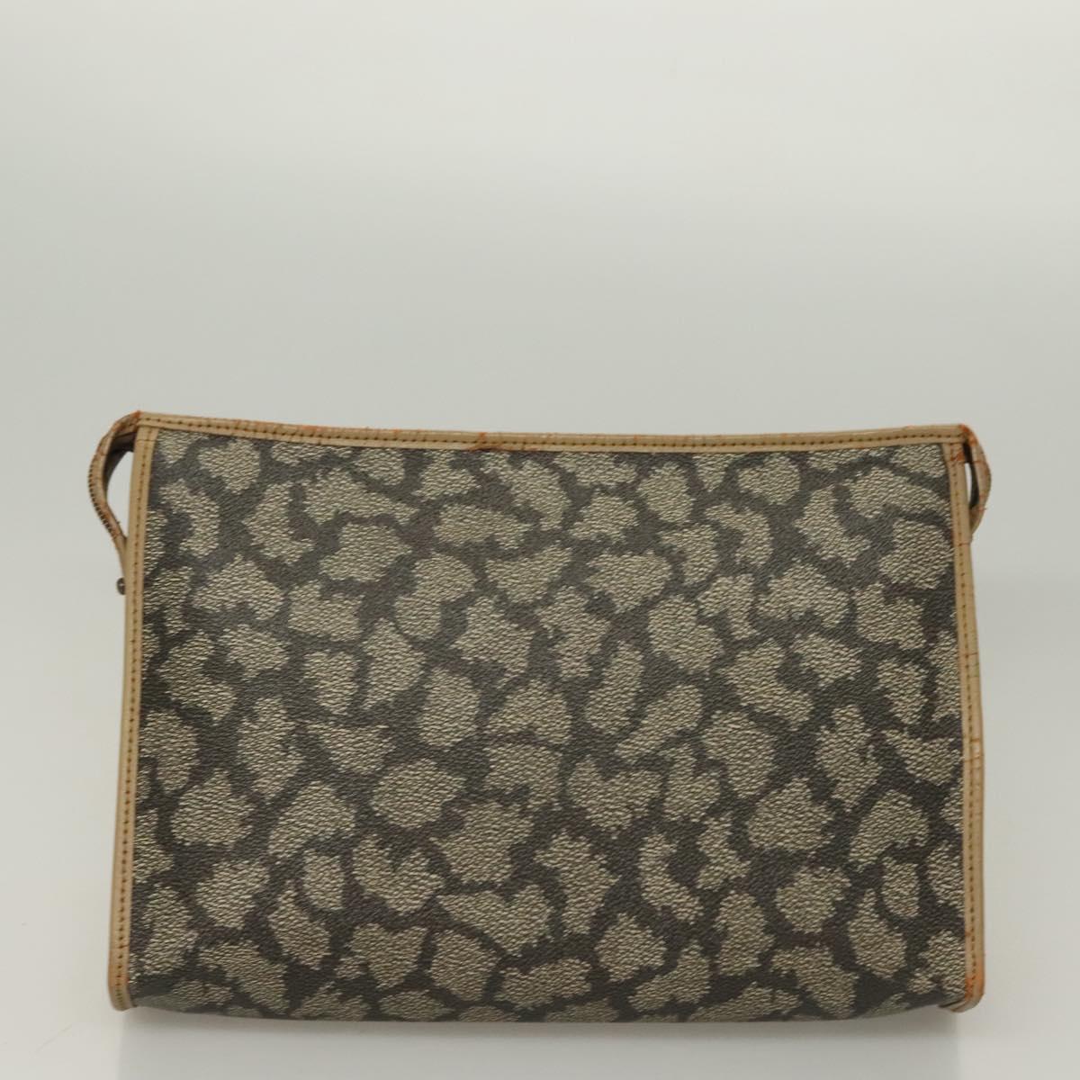 SAINT LAURENT Clutch Bag Leather PVC 4Set Black Gray beige Auth bs27239