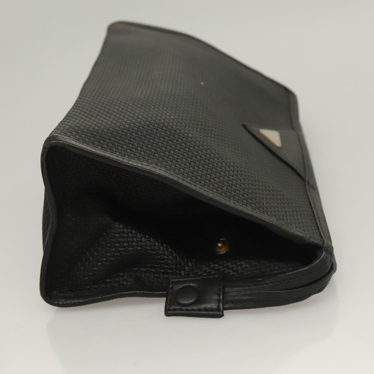 SAINT LAURENT Clutch Bag Leather PVC 4Set Black Gray beige Auth bs27239