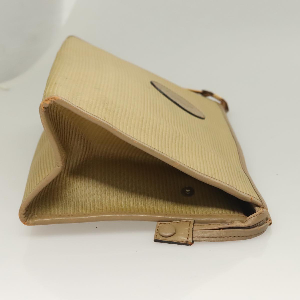 SAINT LAURENT Clutch Bag Leather PVC 4Set Black Gray beige Auth bs27239