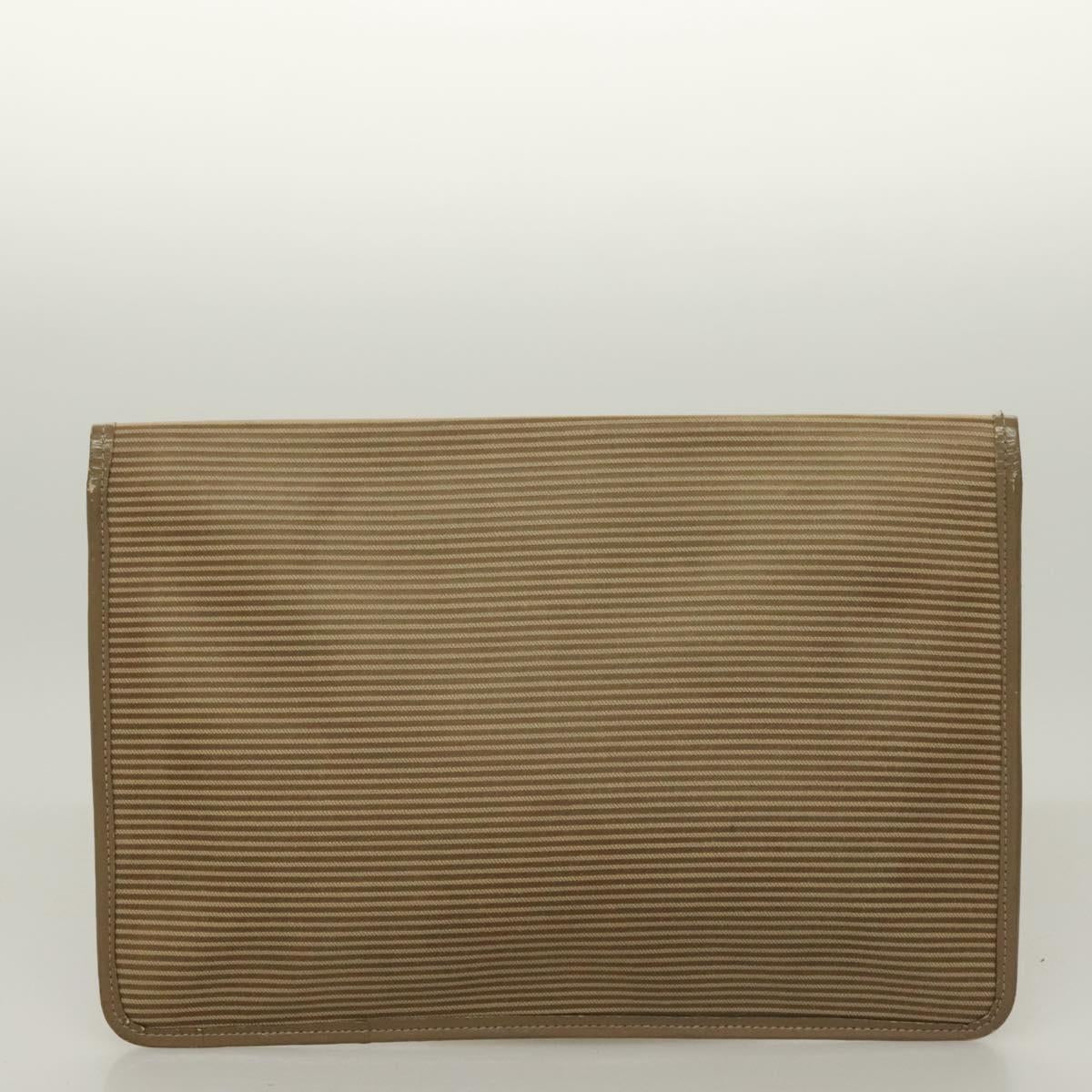 SAINT LAURENT Clutch Bag Leather PVC 4Set Black Gray beige Auth bs27239