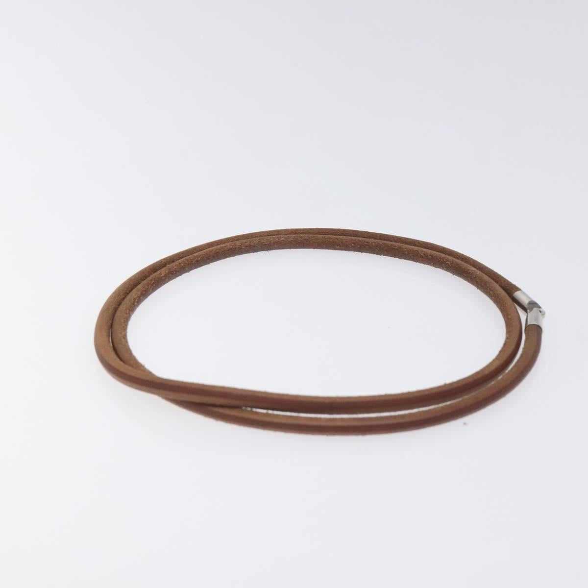 HERMES Laniere Bracelet Leather Brown Auth bs27243