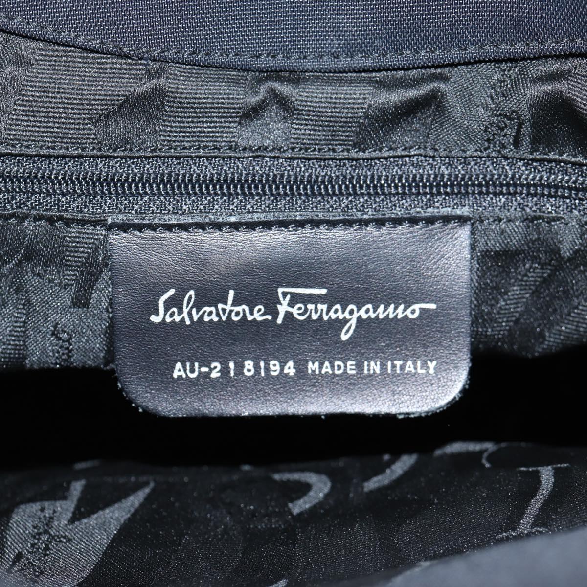 Salvatore Ferragamo Vala Shoulder Bag Nylon Black Silver Auth bs27290