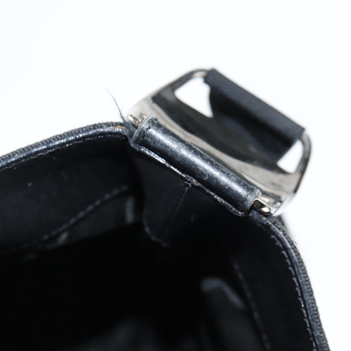 Salvatore Ferragamo Vala Shoulder Bag Canvas Black Silver Auth bs27291