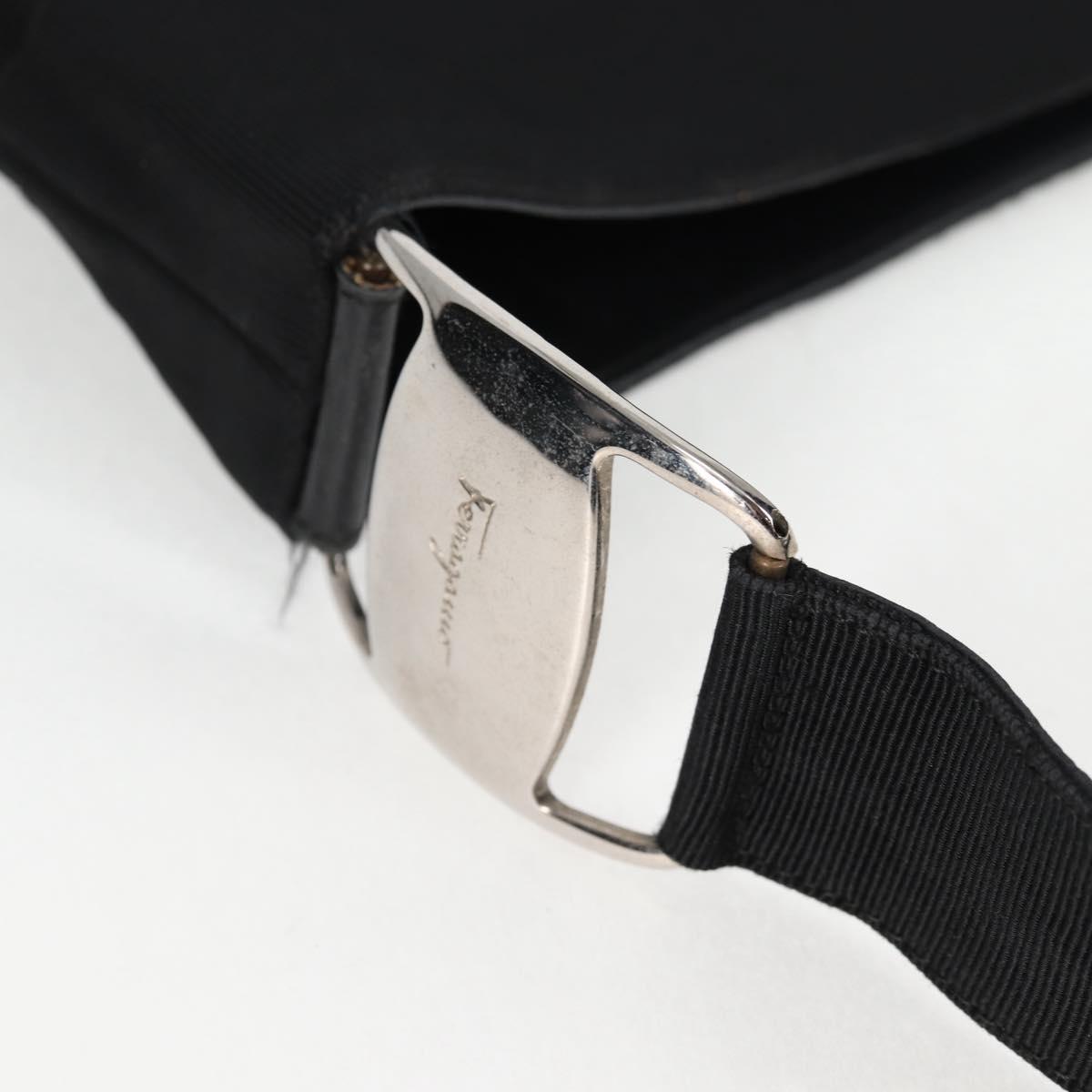 Salvatore Ferragamo Vala Shoulder Bag Canvas Black Silver Auth bs27291