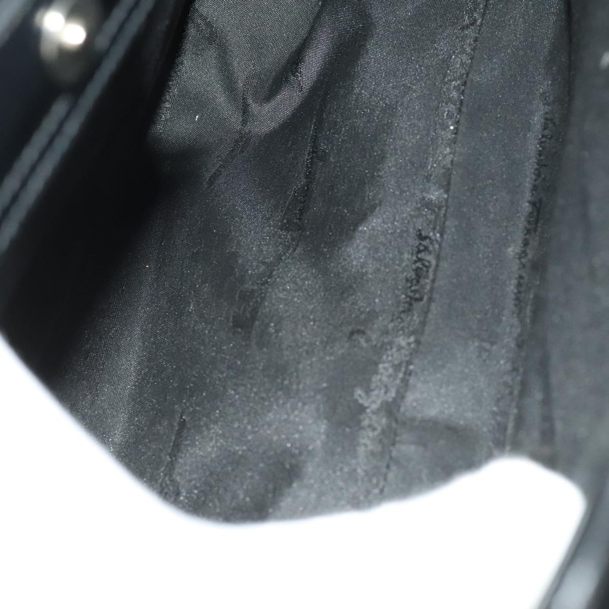 Salvatore Ferragamo Gancini Tote Bag Leather Black Silver Auth bs27292