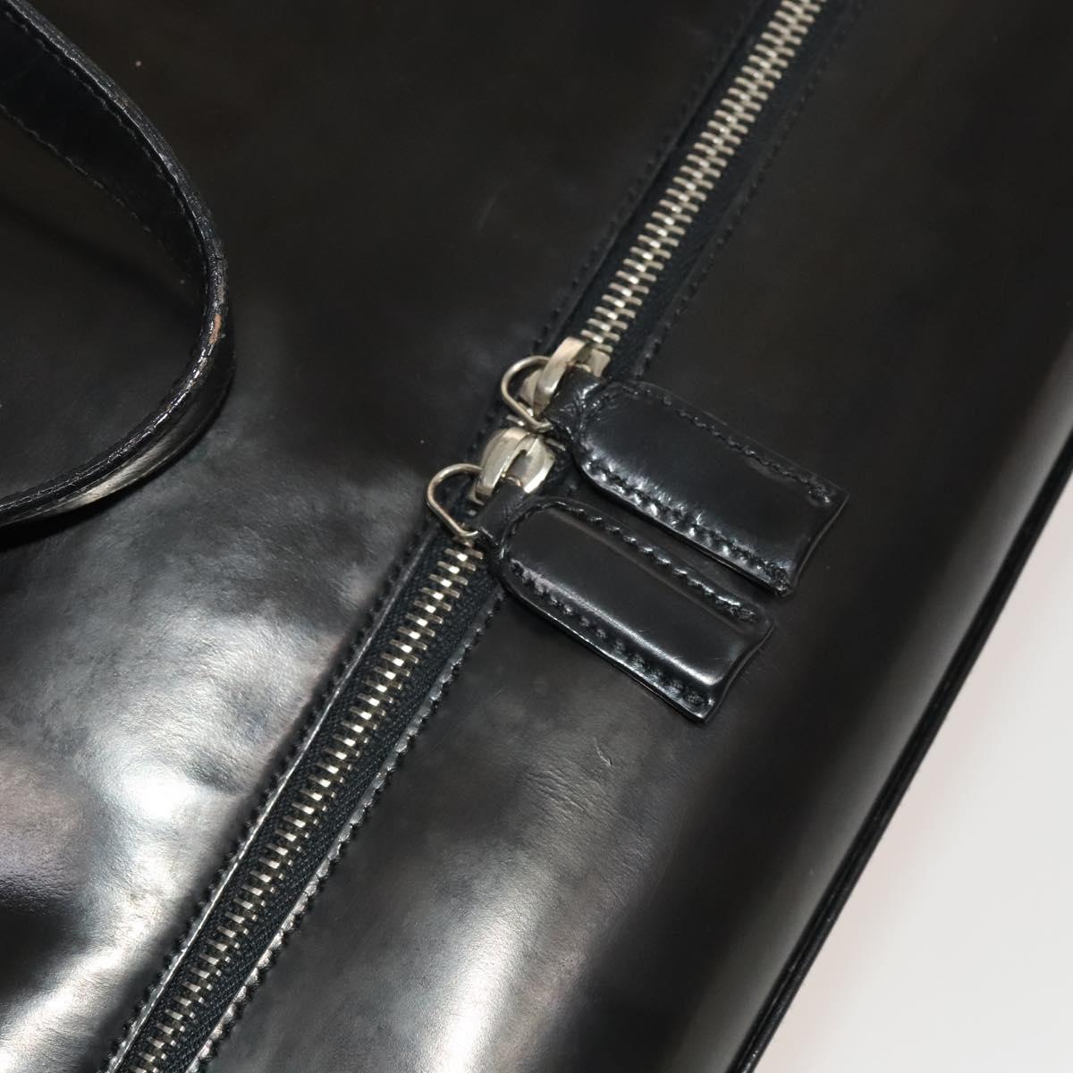 Salvatore Ferragamo Gancini Tote Bag Leather Black Silver Auth bs27292