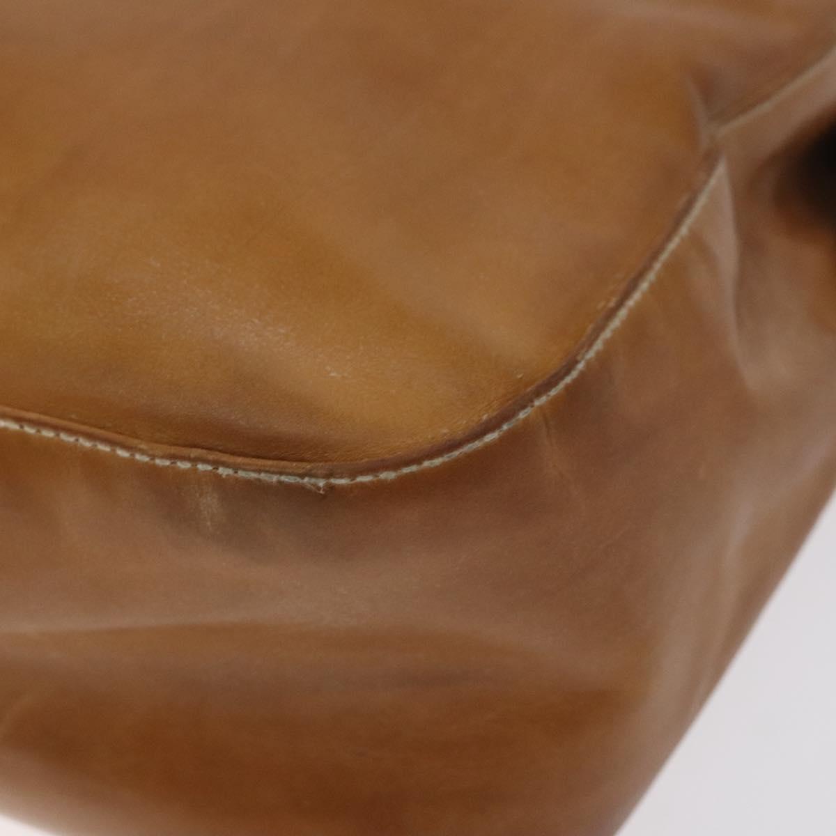 Salvatore Ferragamo Gancini Tote Bag Leather Brown Silver Auth bs27293