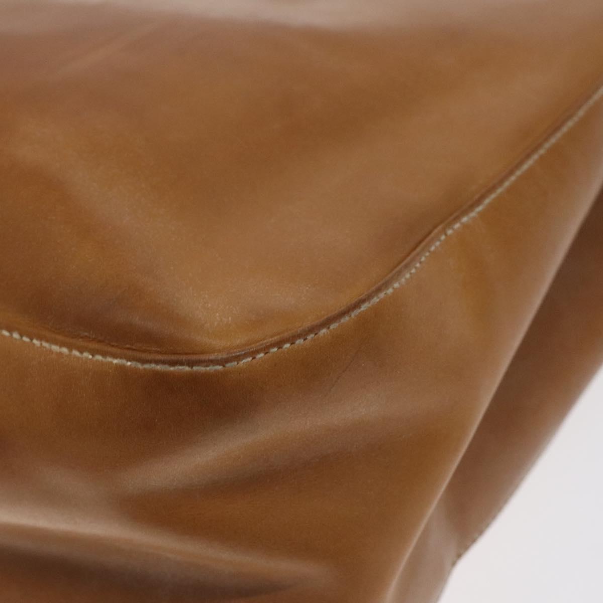 Salvatore Ferragamo Gancini Tote Bag Leather Brown Silver Auth bs27293