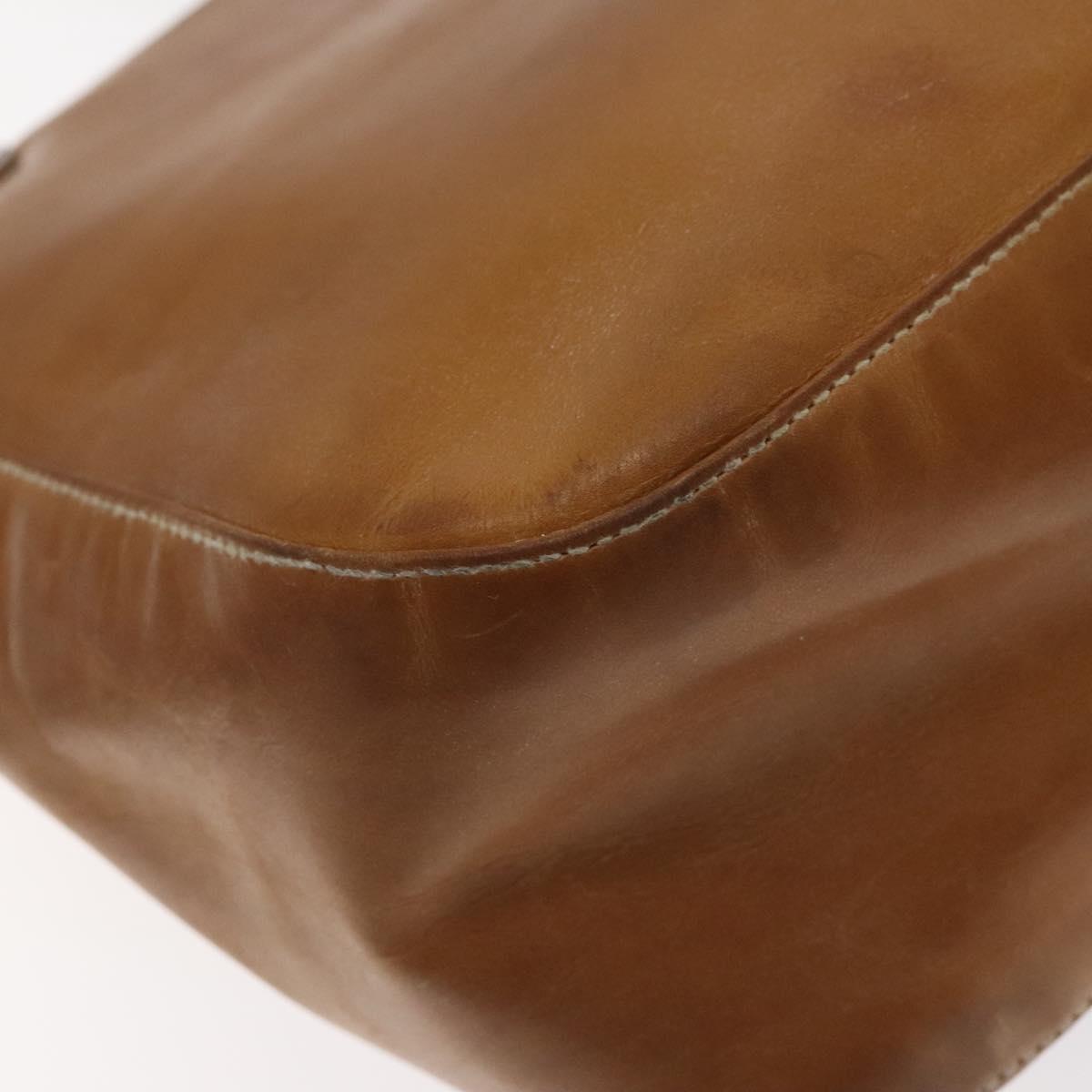 Salvatore Ferragamo Gancini Tote Bag Leather Brown Silver Auth bs27293