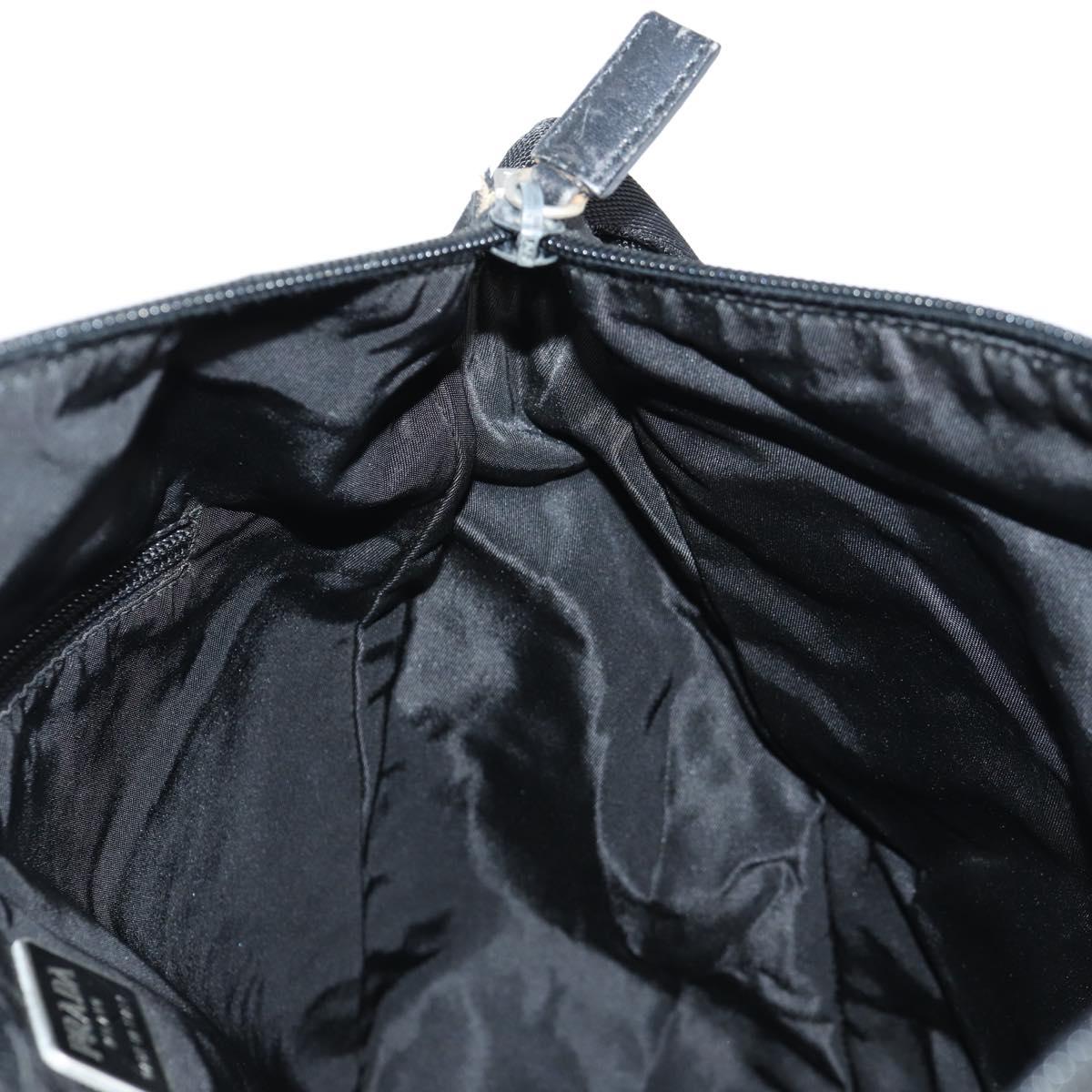 PRADA Shoulder Bag Nylon Black Silver Auth bs27299