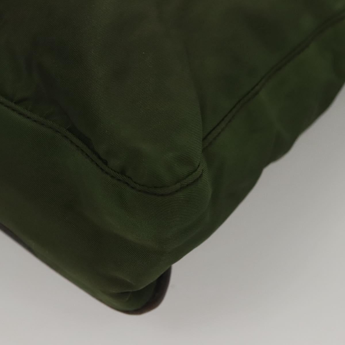 PRADA Tote Bag Nylon Khaki Silver Auth bs27300