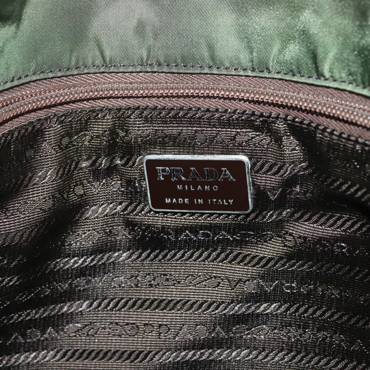 PRADA Tote Bag Nylon Khaki Silver Auth bs27300