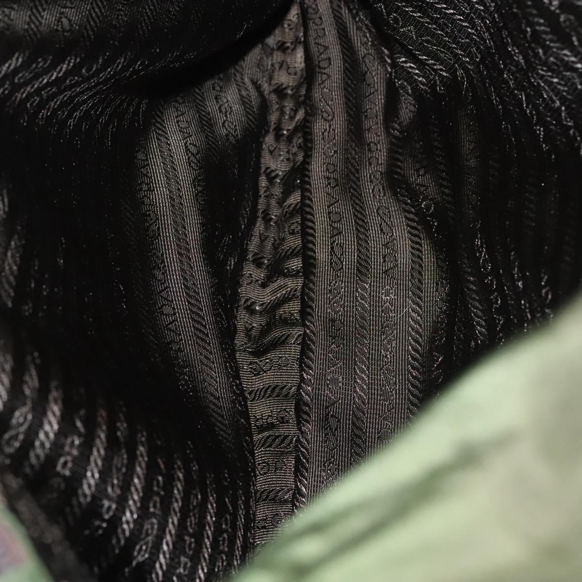 PRADA Tote Bag Nylon Khaki Silver Auth bs27300