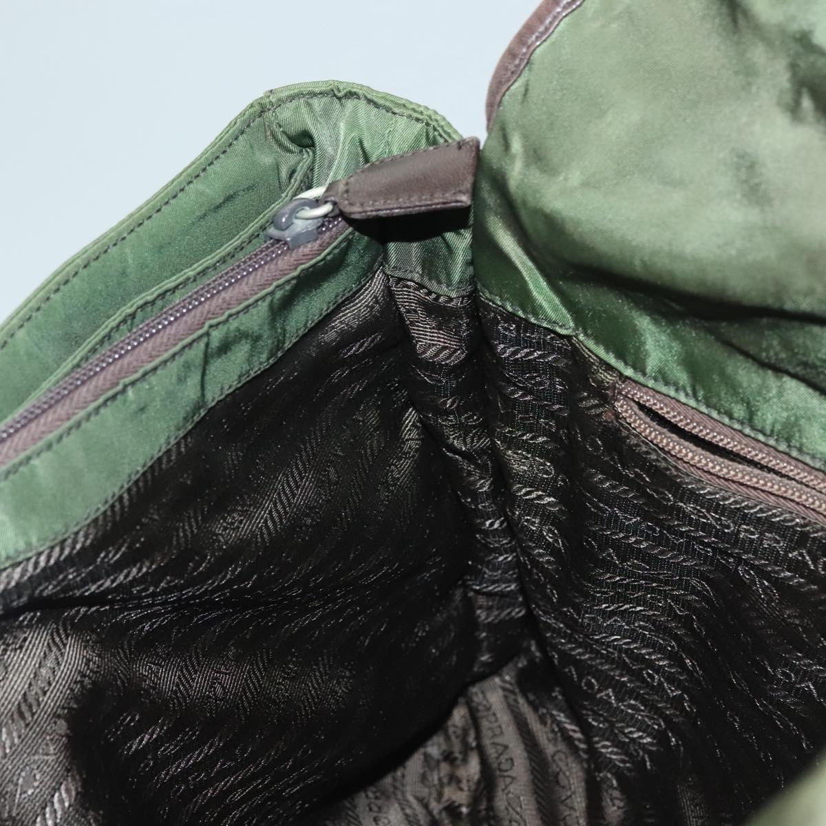 PRADA Tote Bag Nylon Khaki Silver Auth bs27300