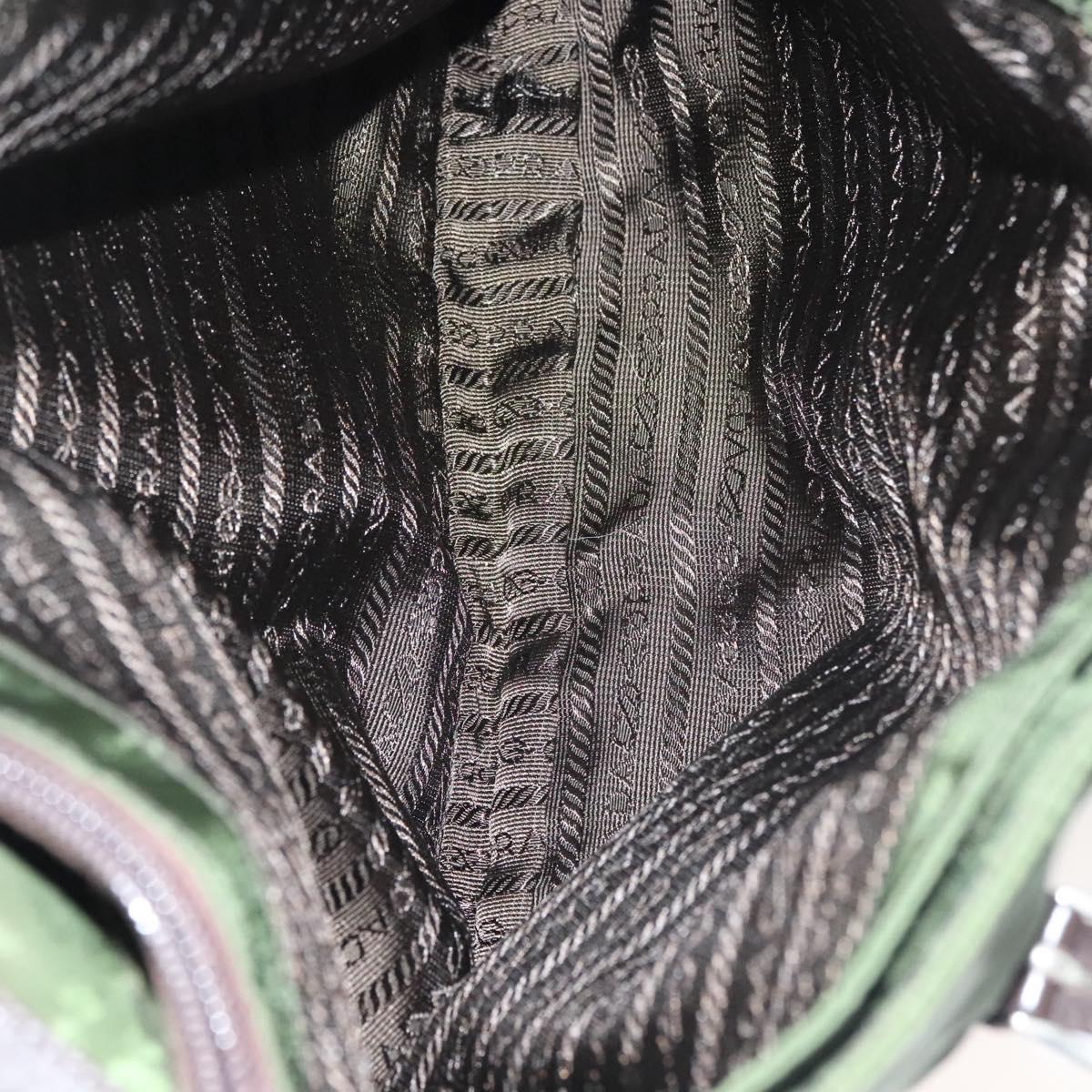 PRADA Tote Bag Nylon Khaki Silver Auth bs27300