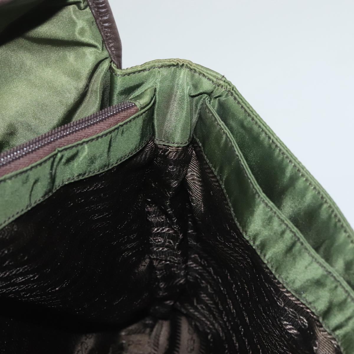 PRADA Tote Bag Nylon Khaki Silver Auth bs27300