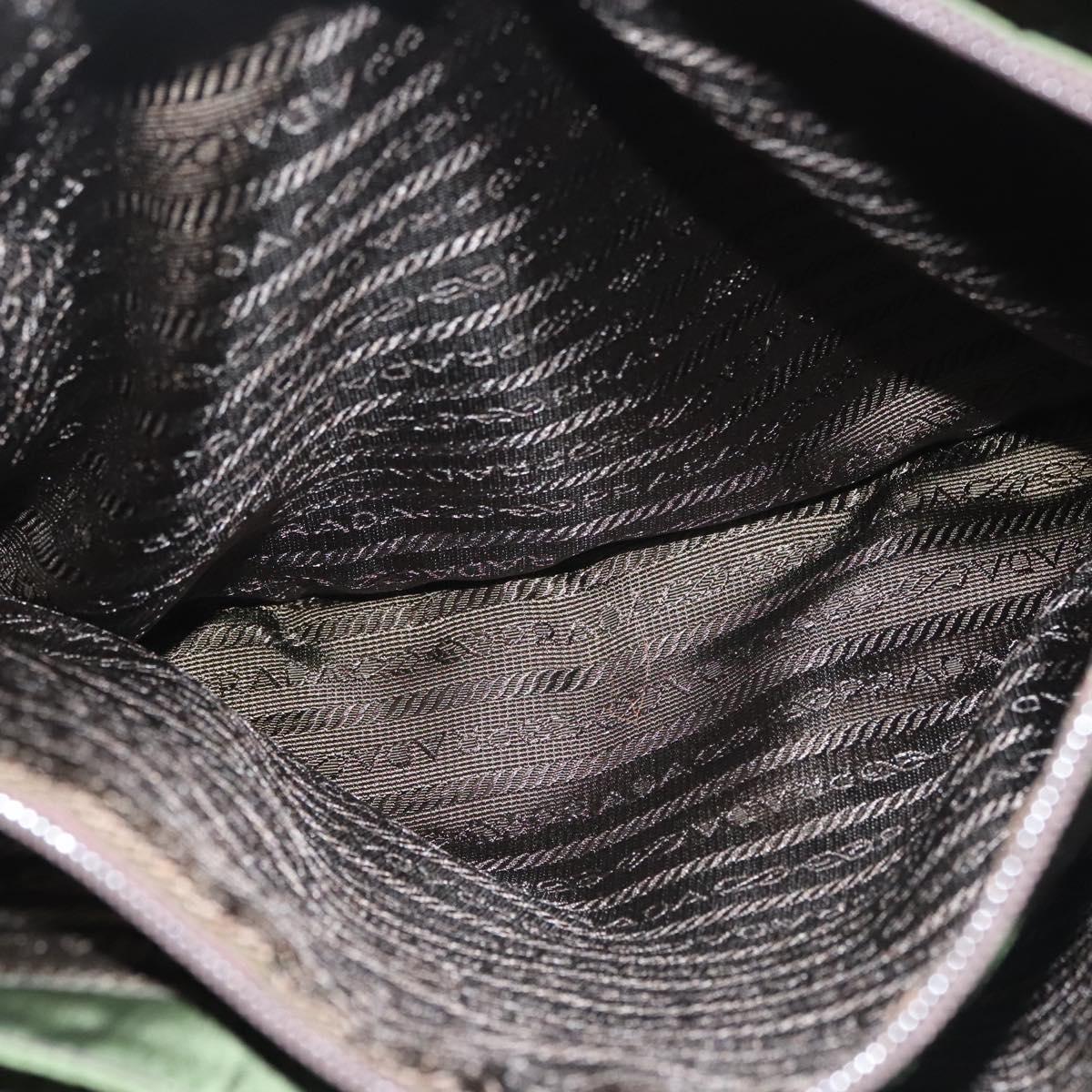 PRADA Tote Bag Nylon Khaki Silver Auth bs27300