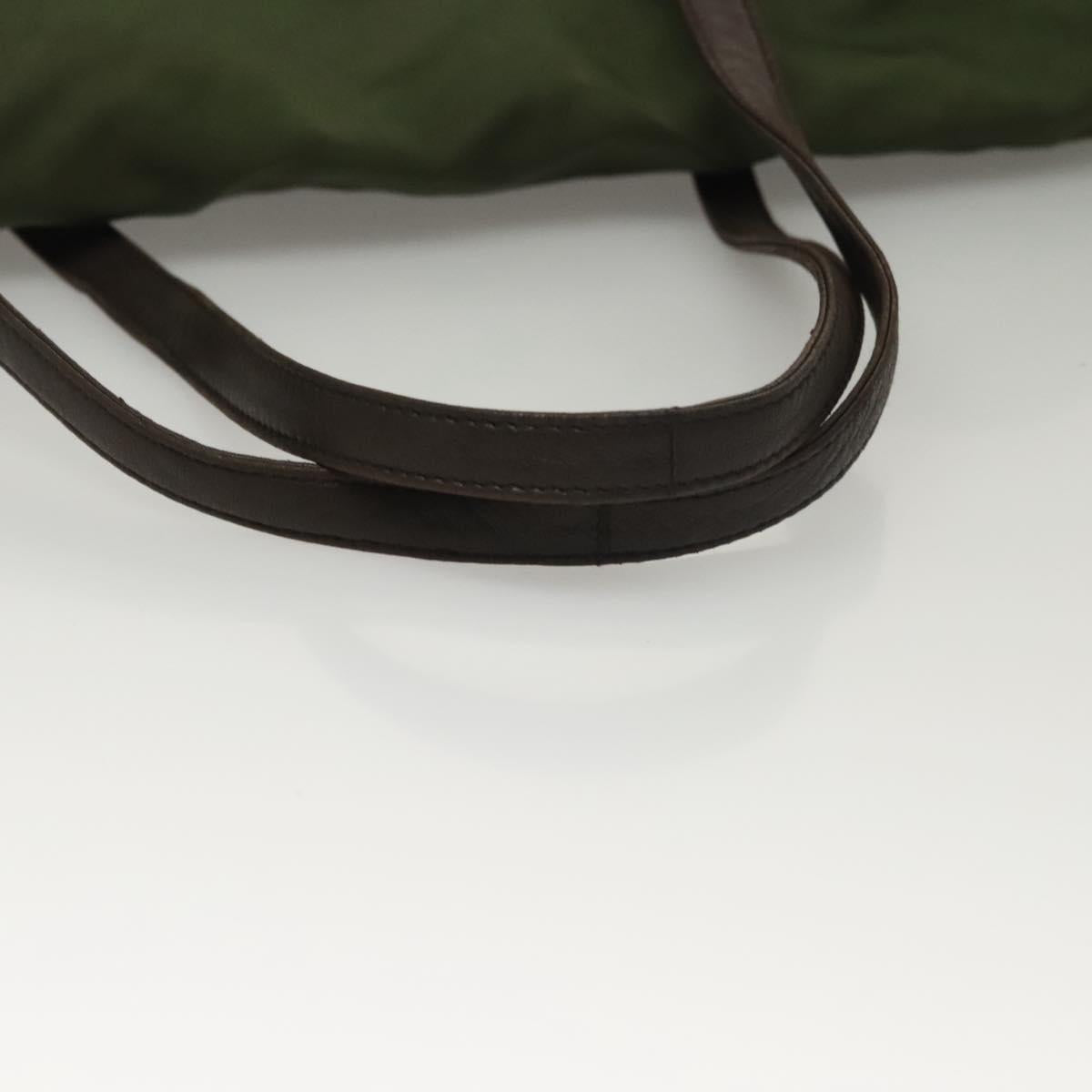 PRADA Tote Bag Nylon Khaki Silver Auth bs27300