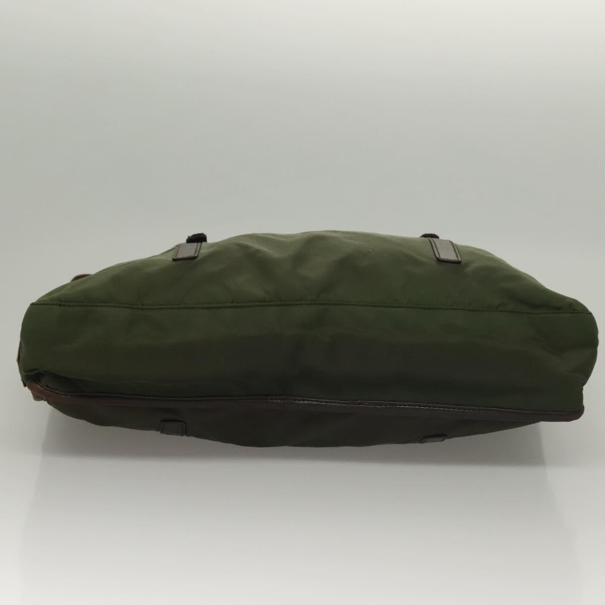 PRADA Tote Bag Nylon Khaki Silver Auth bs27300