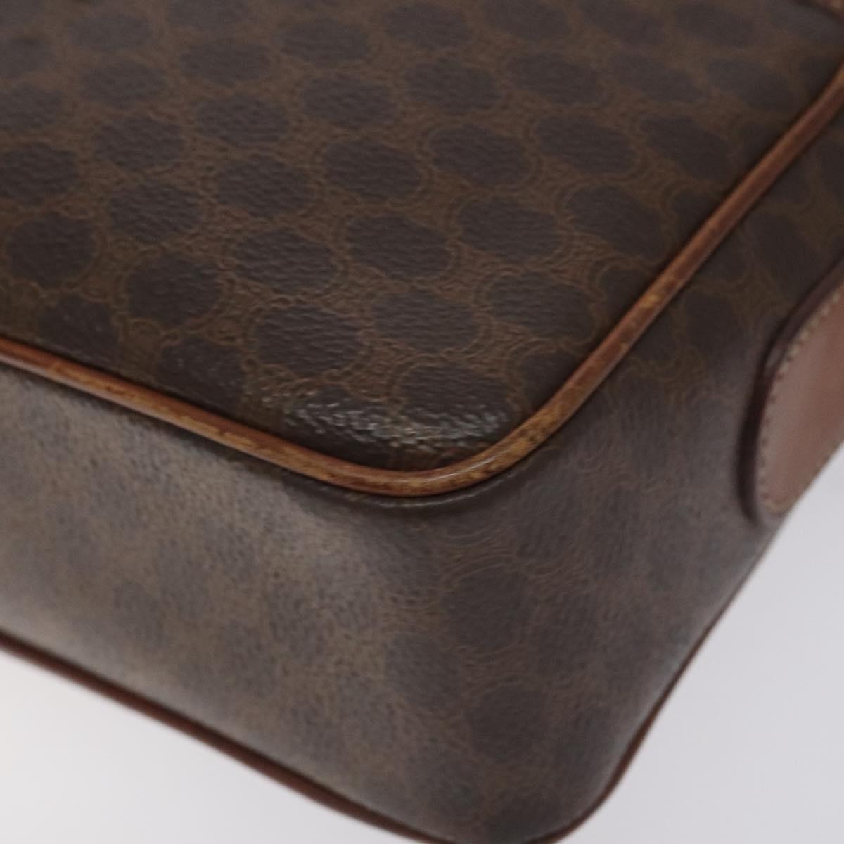 CELINE Macadam Canvas Shoulder Bag PVC Leather Brown Gold Auth bs27307