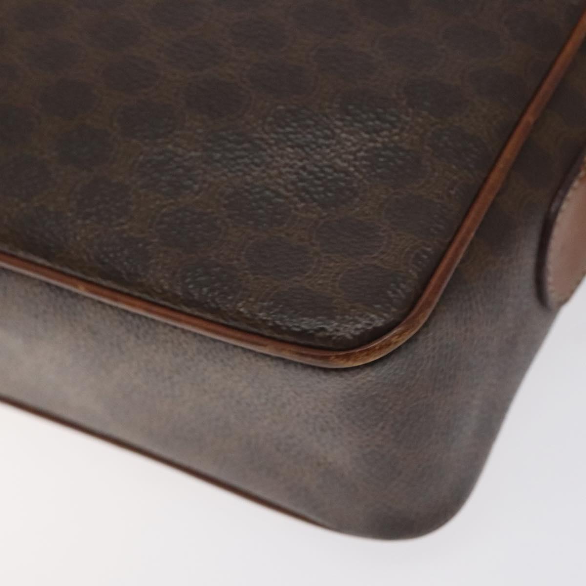 CELINE Macadam Canvas Shoulder Bag PVC Leather Brown Gold Auth bs27307