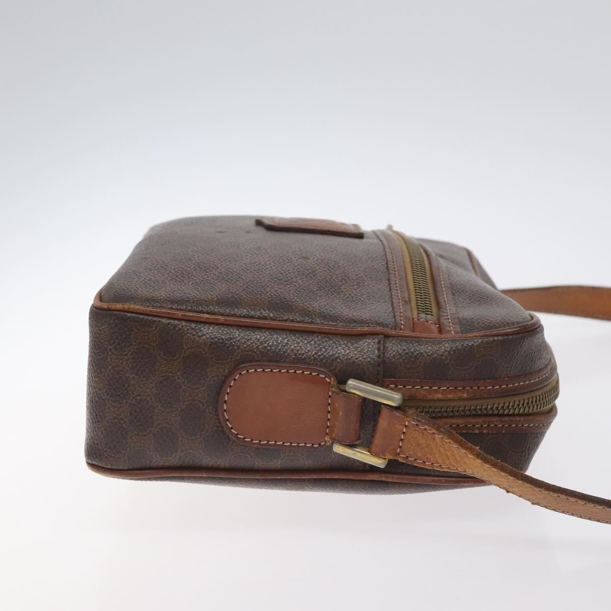 CELINE Macadam Canvas Shoulder Bag PVC Leather Brown Gold Auth bs27307