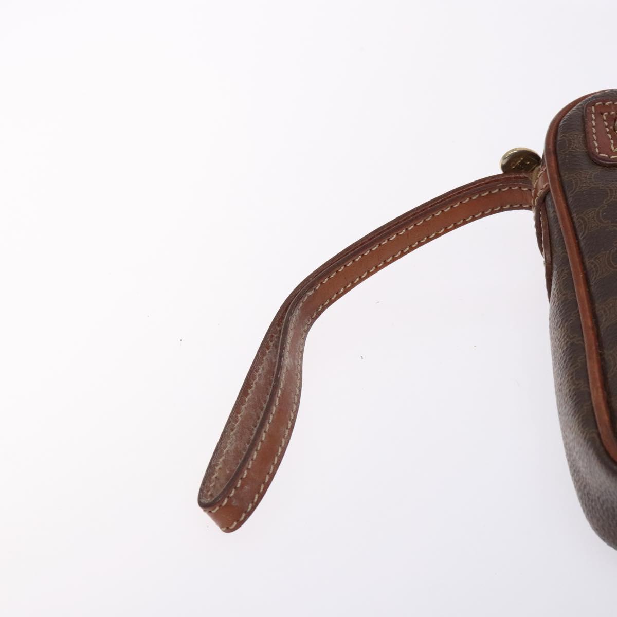 CELINE Macadam Canvas Clutch Bag PVC Leather Brown Gold Auth bs27308