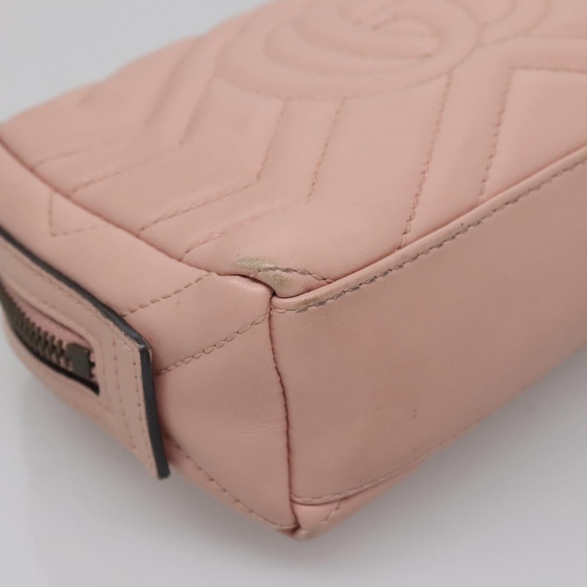 GUCCI GG Marmont Pouch Leather Pink 476165 Auth bs27327