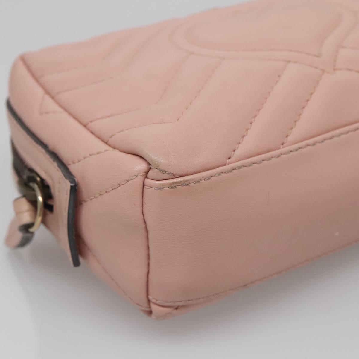 GUCCI GG Marmont Pouch Leather Pink 476165 Auth bs27327
