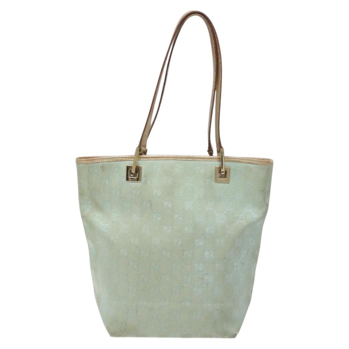 GUCCI GG Canvas Tote Bag Nylon Peppermint Gold 002 1099 Auth bs27328