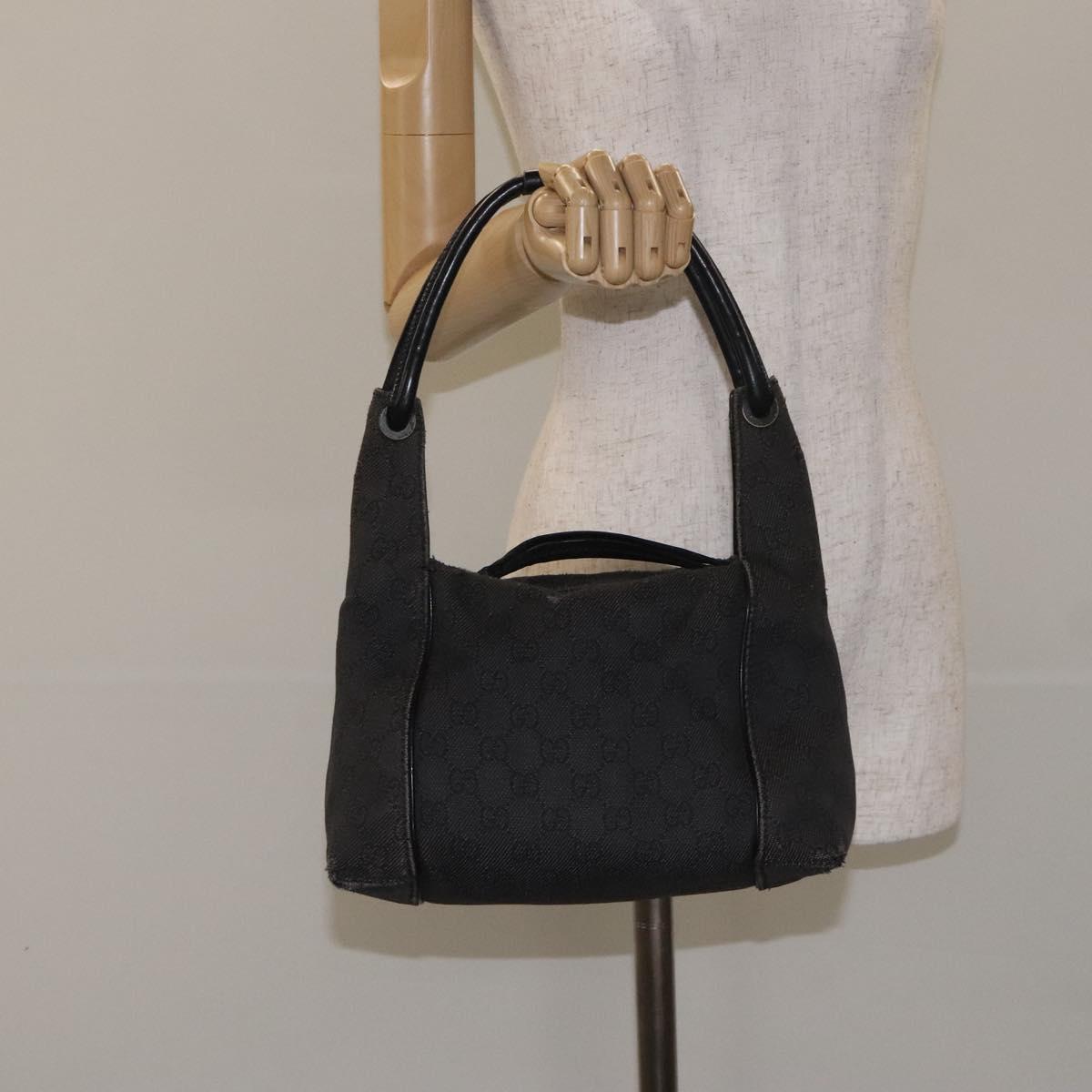 GUCCI GG Canvas Shoulder Bag Black 101333 Auth bs27332