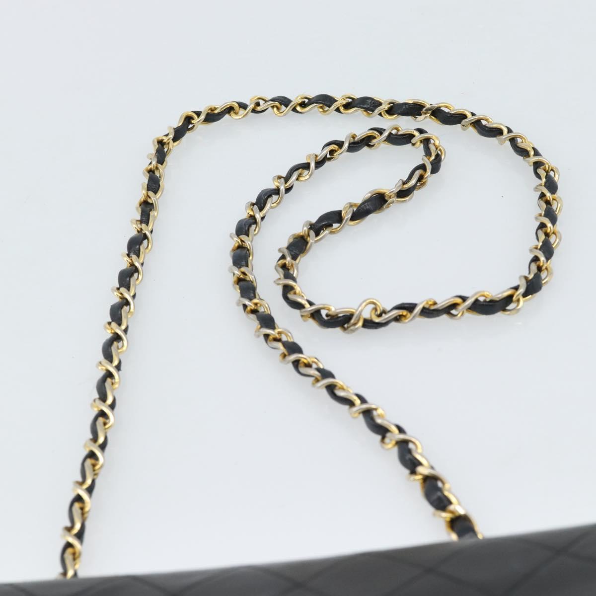 CHANEL Mini Matelasse 20 Chain Shoulder Bag Lamb Skin Black Gold CC Auth bs27341