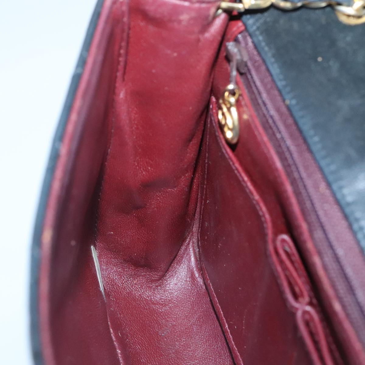 CHANEL Mini Matelasse Chain Shoulder Bag Lamb Skin Black Gold CC Auth bs27341