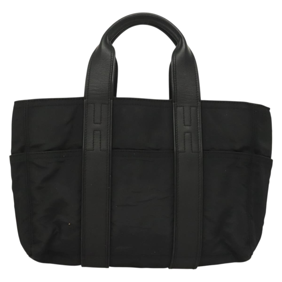 HERMES Acape Luco PM Hand Bag Nylon Black Auth bs27351