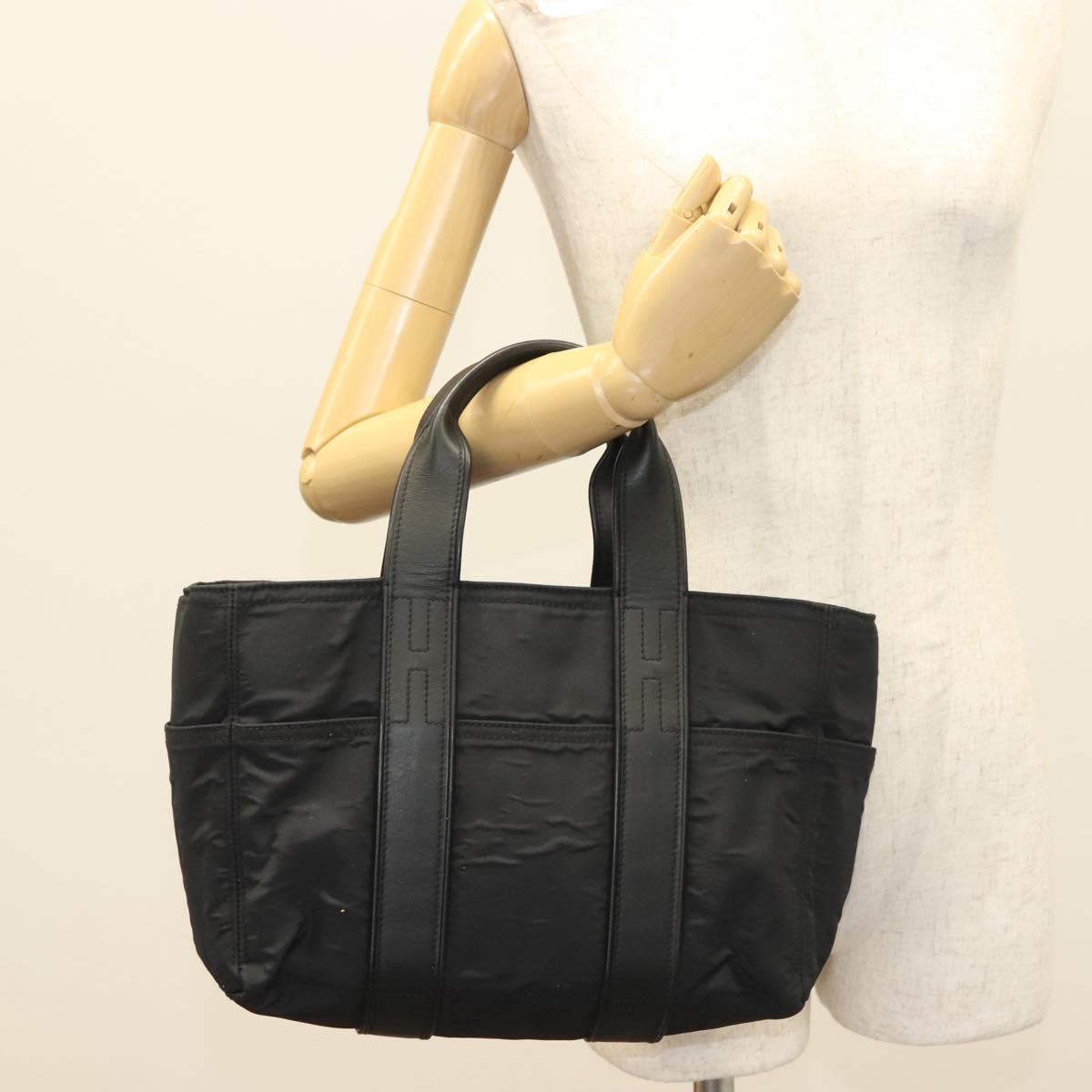 HERMES Acape Luco PM Hand Bag Nylon Black Auth bs27351