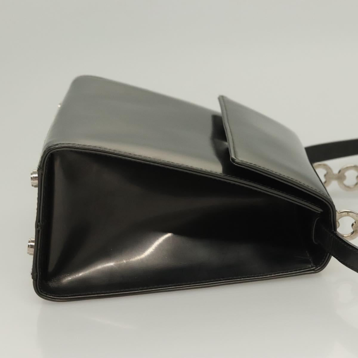 Salvatore Ferragamo Gancini Hand Bag Enamel 2way Gray Silver Auth bs27352