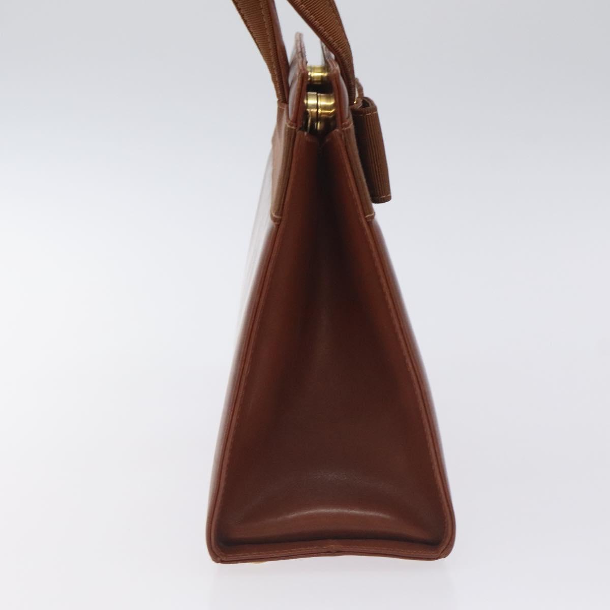 Salvatore Ferragamo Vala Hand Bag Leather Brown Gold Auth bs27353