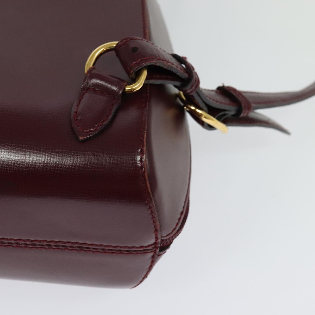 CARTIER Must Line Backpack Leather Bordeaux Gold Auth bs27355