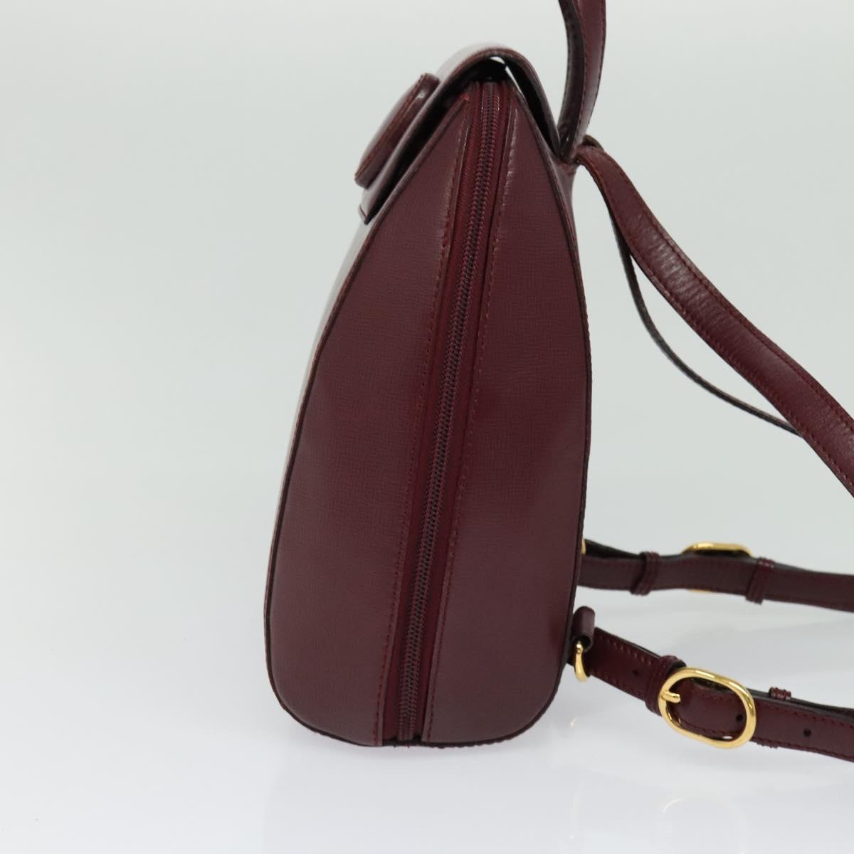 CARTIER Must Line Backpack Leather Bordeaux Gold Auth bs27355