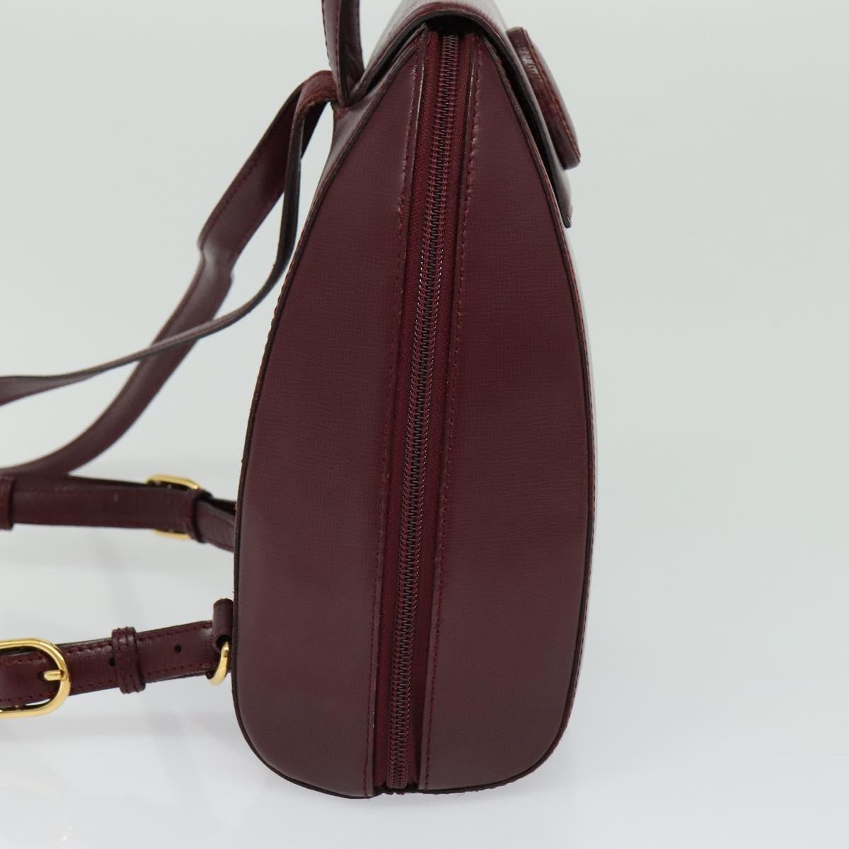 CARTIER Must Line Backpack Leather Bordeaux Gold Auth bs27355
