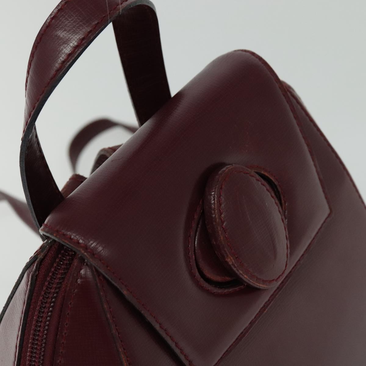 CARTIER Must Line Backpack Leather Bordeaux Gold Auth bs27355