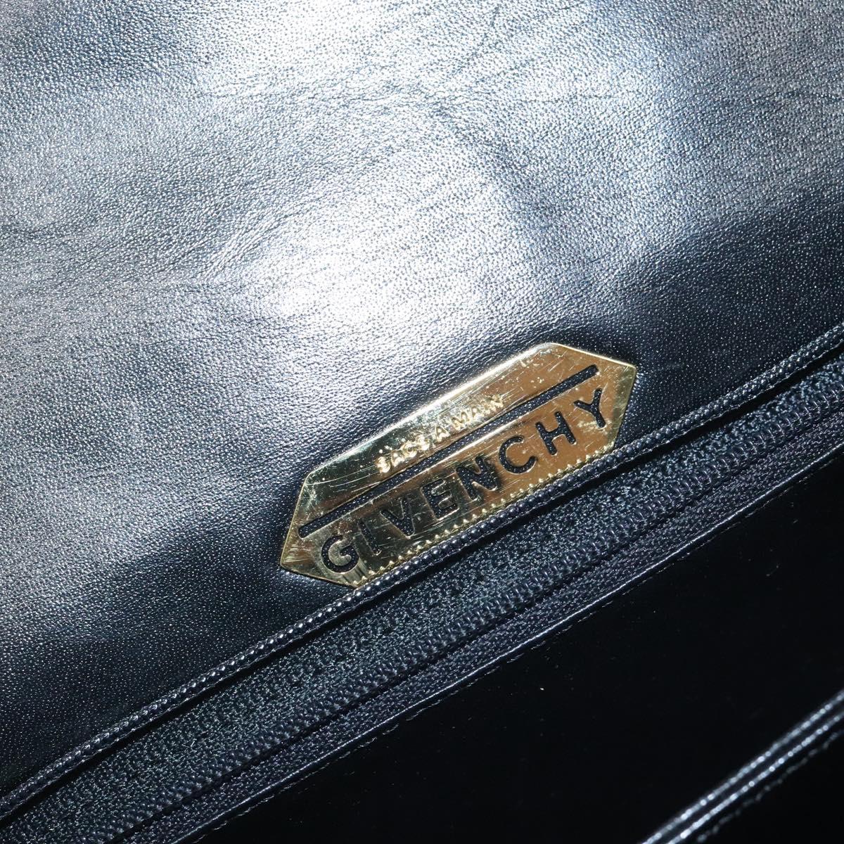 GIVENCHY Hand Bag Leather Black Silver Auth bs27366