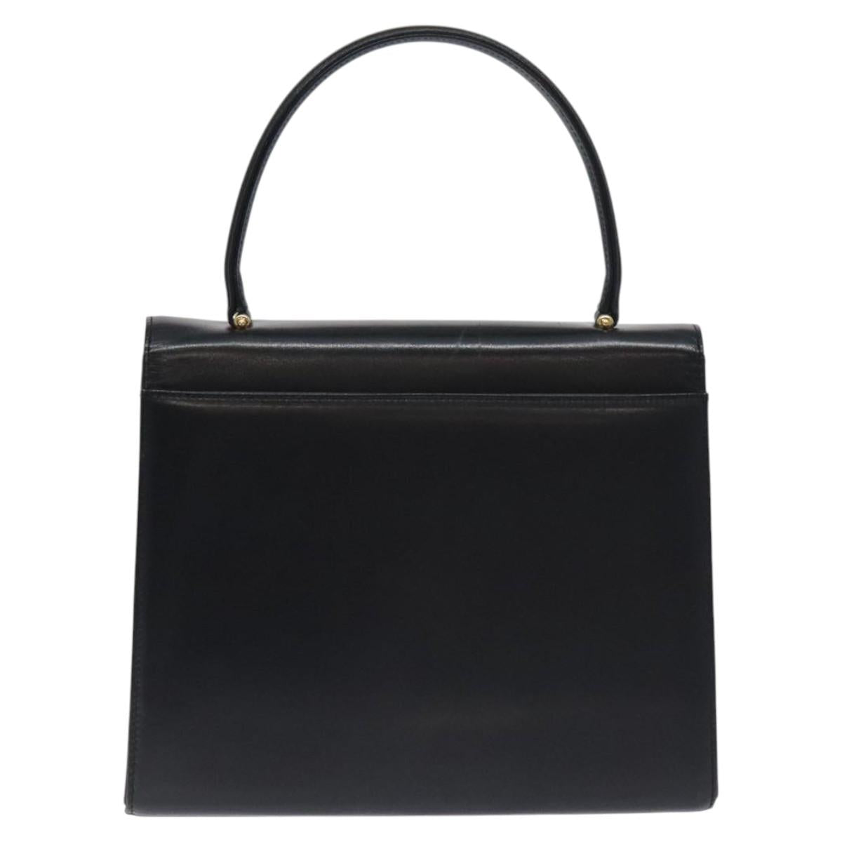 GIVENCHY Hand Bag Leather Black Silver Auth bs27366