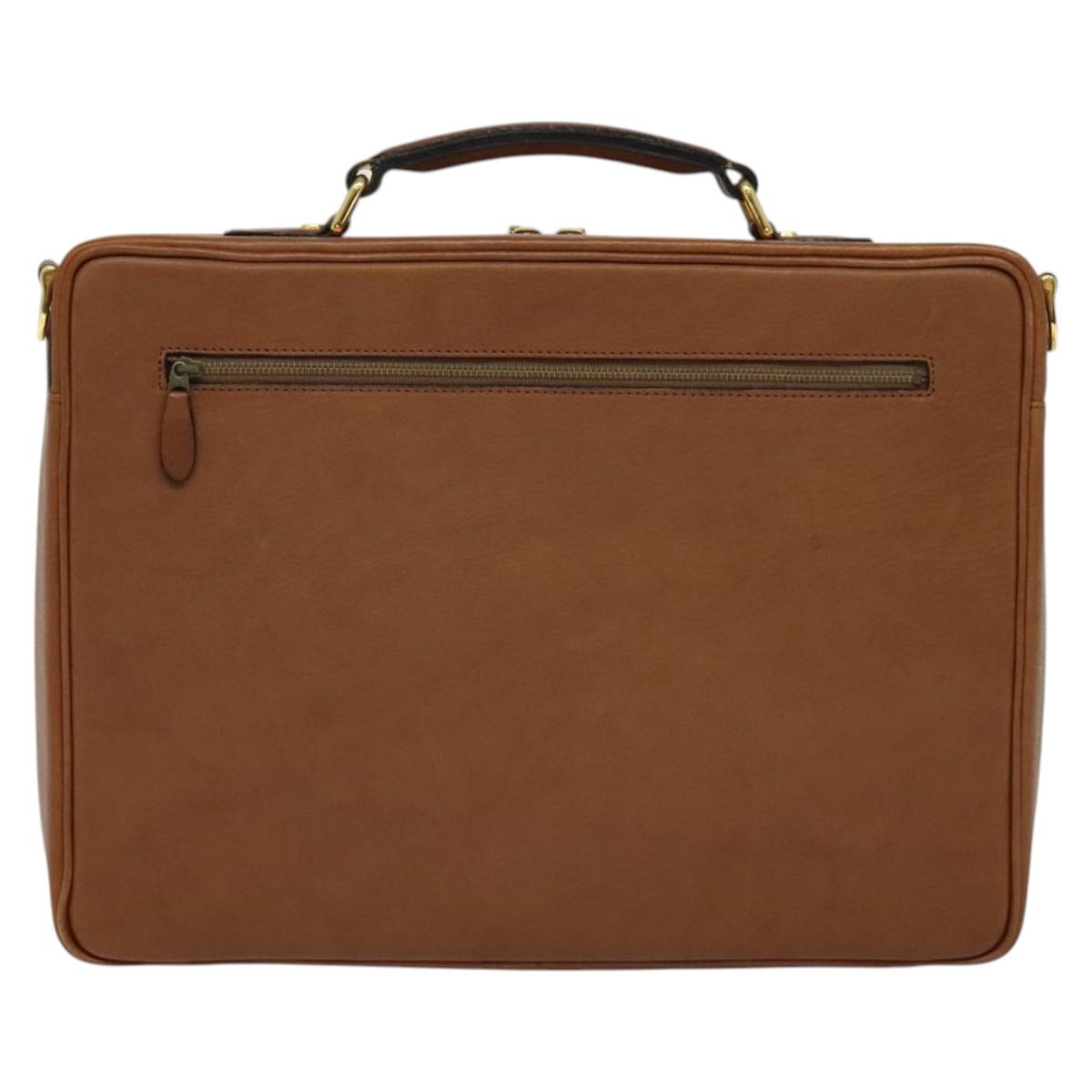 VALENTINO Hand Bag Leather 2way Brown Gold Auth bs27369